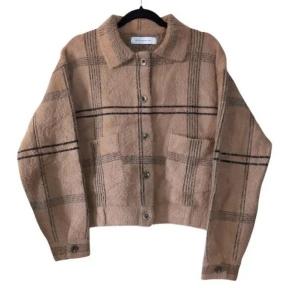 Rino & Pelle tan plaid bubbly designer jacket size L - Picture 2 of 7